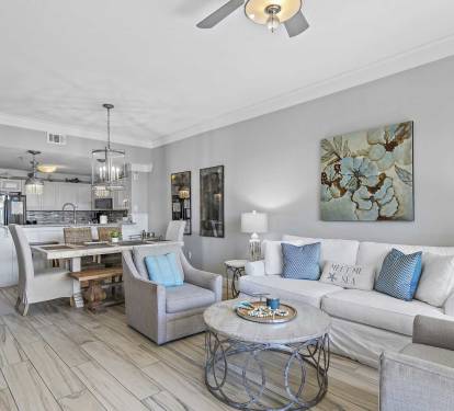 The open-concept living area is perfect for family time after a day at the beach.