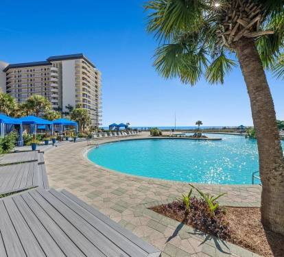 Cabanas overlooking main lagoon pool