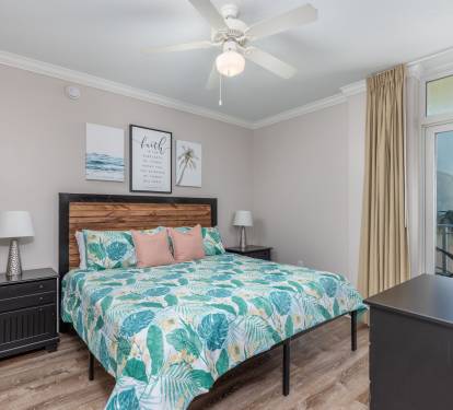 The guest retreat comes with a private patio entrance and blackout curtains. 
