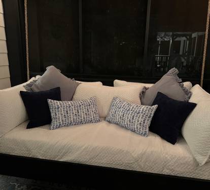 Cozy bed swing with linens