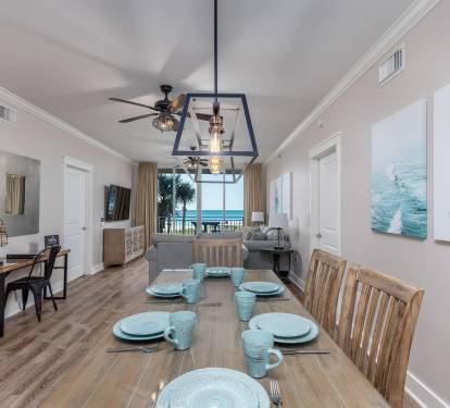 More ocean views from the dining area overlooking the living space. 