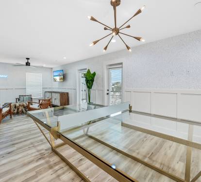 Handmade By Local Artist (full-size, glass ping-pong table)
