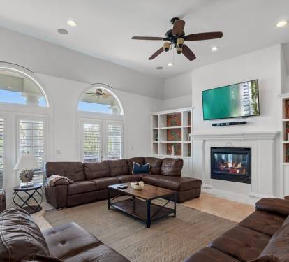 Spacious living room featuring a 70" Smart TV