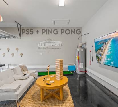 [Game room] PlayStation 5 + subscription, AC, ping pong, putterball & board games.