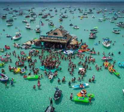 Crab Island fun!  30 minutes or so depending on traffic.  