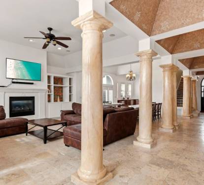 Grand architecture with striking pillars throughout