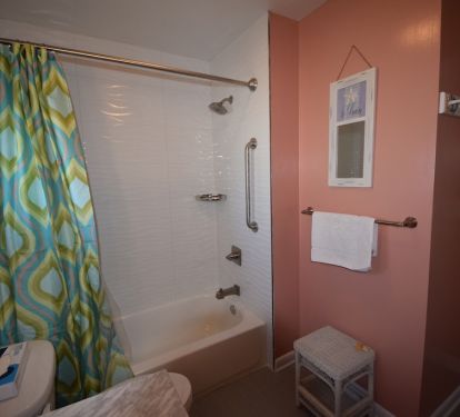 tub and shower (with grab bar) in 2nd bathroom