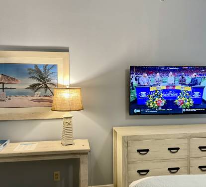 50" TV in Primary Bedroom