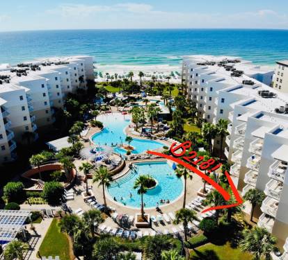 B218 is a ground level unit! The back patio walks straight out to the pools!
