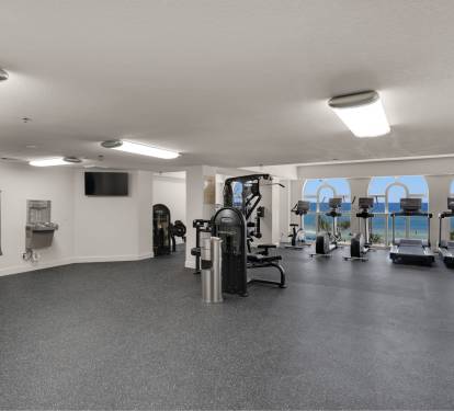 Lots of work out equipment