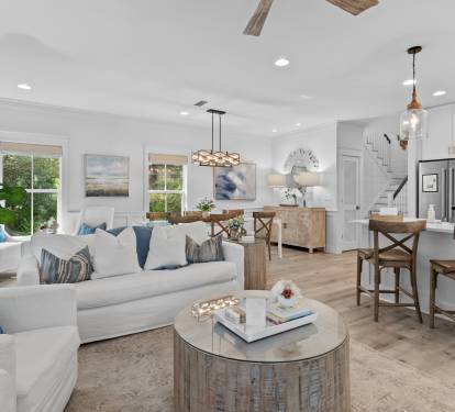 Spacious Living Area with Smart Roku TV