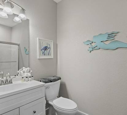 Bathroom #5: Private attached bathroom with shower/tub combo