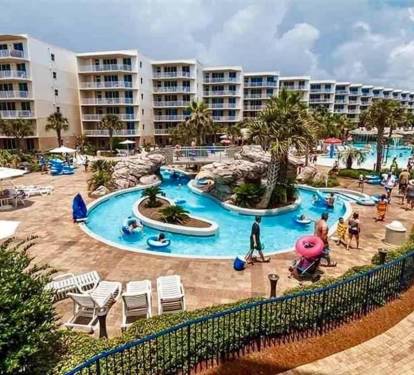 A202s patio view of the lazy river and pools! 