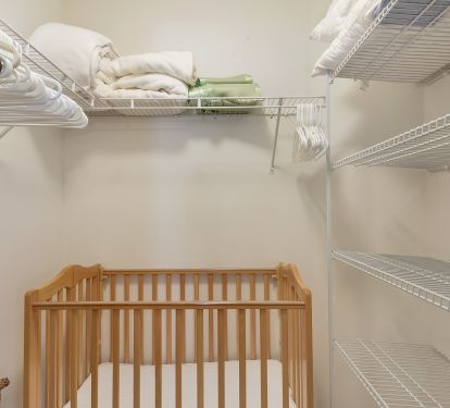 full size crib available and located in master bedroom closet
