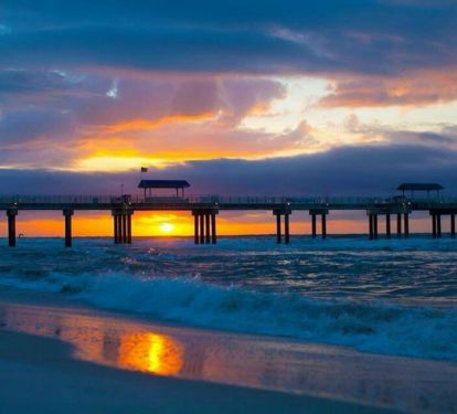 The fishing pier is less than a mile walking along the gulf.