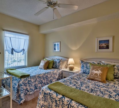 Kids room with attached bath two full beds, TV