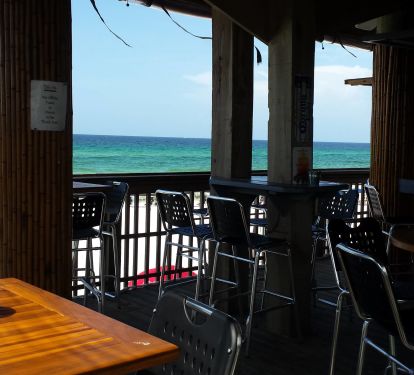 Bar food is available at the beach bar ... provided by our award-winning restaurant