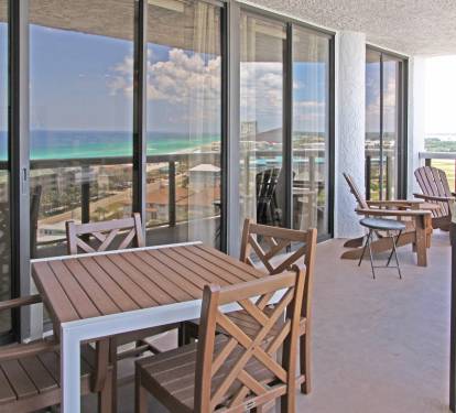Huge balcony gets the morning sun and afternoon shade,