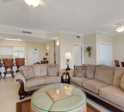 Another view of the beautiful living area looking toward the breakfast bar