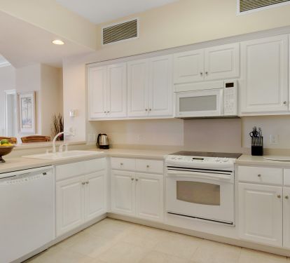 The large, open concept kitchen is fully equipped with high quality appliances, dishware, utensils etc. 