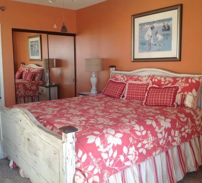 Master bedroom king size bed opens onto ocean front balcony