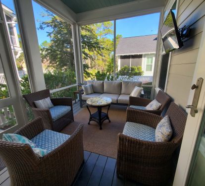 Screened-In Porch With Smart TV