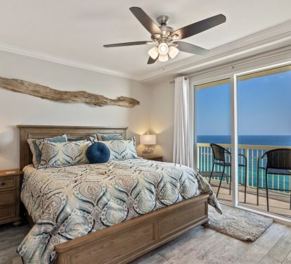 Master bedroom with private entrance to balcony.  