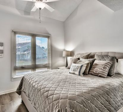 Main level guest room has new king bed