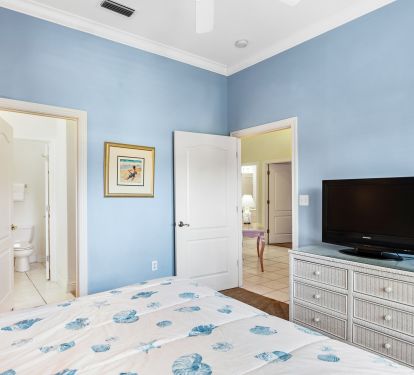 King guest BR has private full bath, walk-in closet