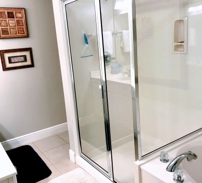Large walk in shower and garden tub in Master Bathroom