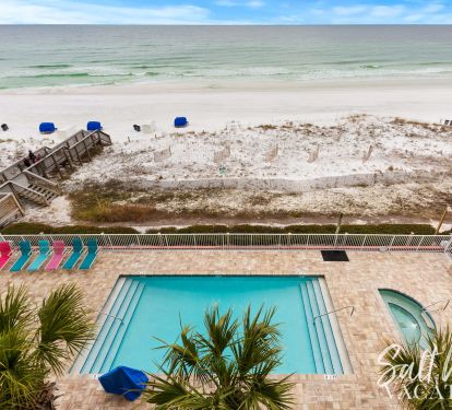 Pool view from condo deck...Watch the dolphins daily 