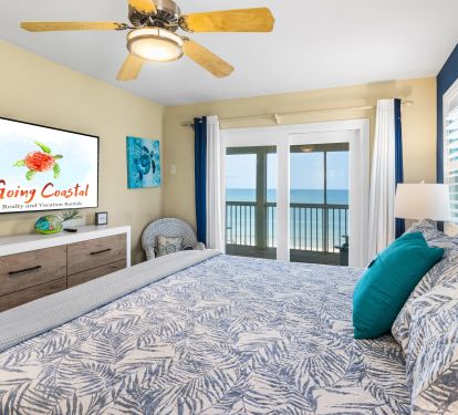 Gulf facing King bedroom. Access a large screened porch through the glass slider