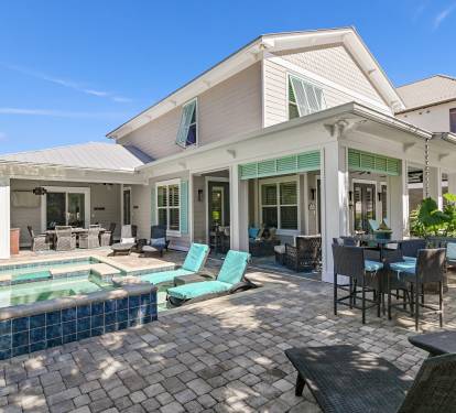 Front view of house-129 Seagrove Village Drive, just one block from the beach