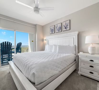 Main bedroom off of living room/dining area