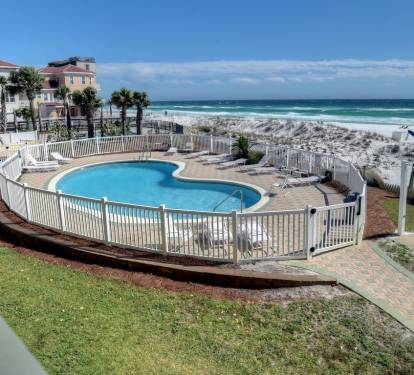 Pool is visible from condo unit