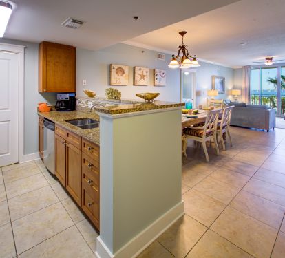 Plenty of space for your beach vacation; condo tiled throughout; door to patio.