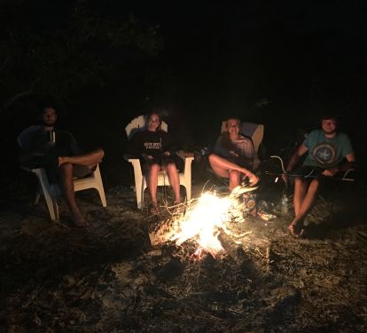Great family fun at the fire pit by the bay!