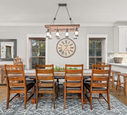 Seating for 14. Amish made stools adorn the breakfast bar