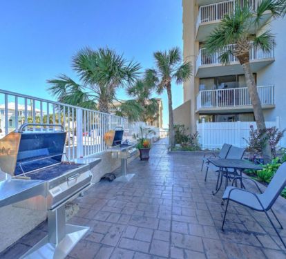 Grill area has gas and regular grills for your convenience 