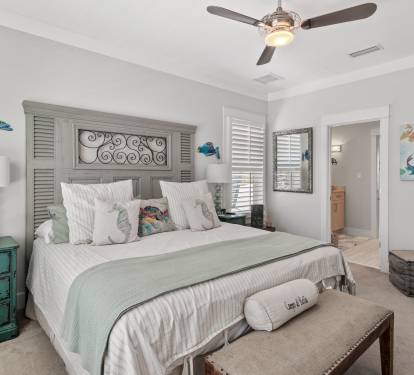 Bedroom #3 with king-size bed and large screen Smart TV