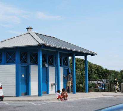 Limited parking, bike parking and restrooms at the beach access