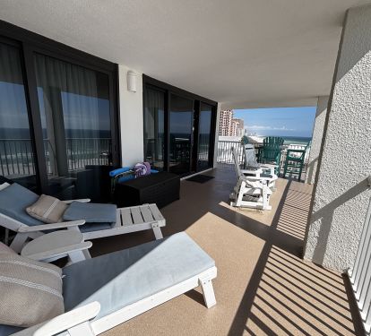 Our balcony has LOTS of seating . Basically another room!