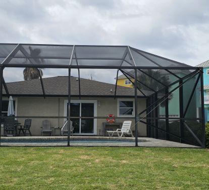 Screened in pool, keeps the bugs out but lets the sun in!