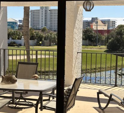 Downstairs patio overlooking the golf course