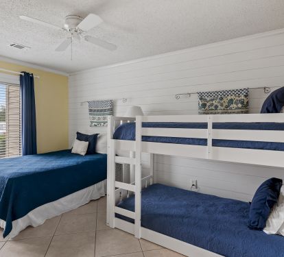 Second BR has queen bed and set of bunks