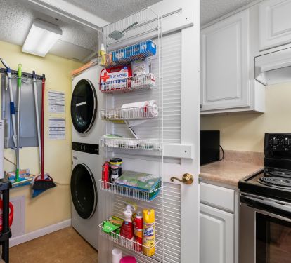 Laundry with full size washer and dryer.