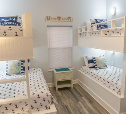 Custom Built Bunk Room with Four Full Size Beds with Ensuite Bath