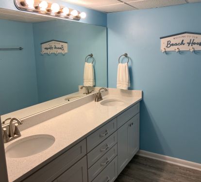 Double sink in Master with new cabinets and top