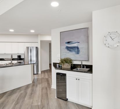 Wet bar with wine refrigerator