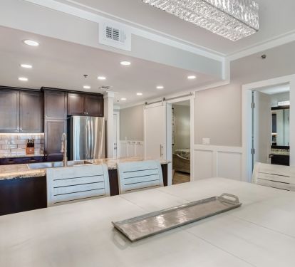 Open dining with Large Dining room table